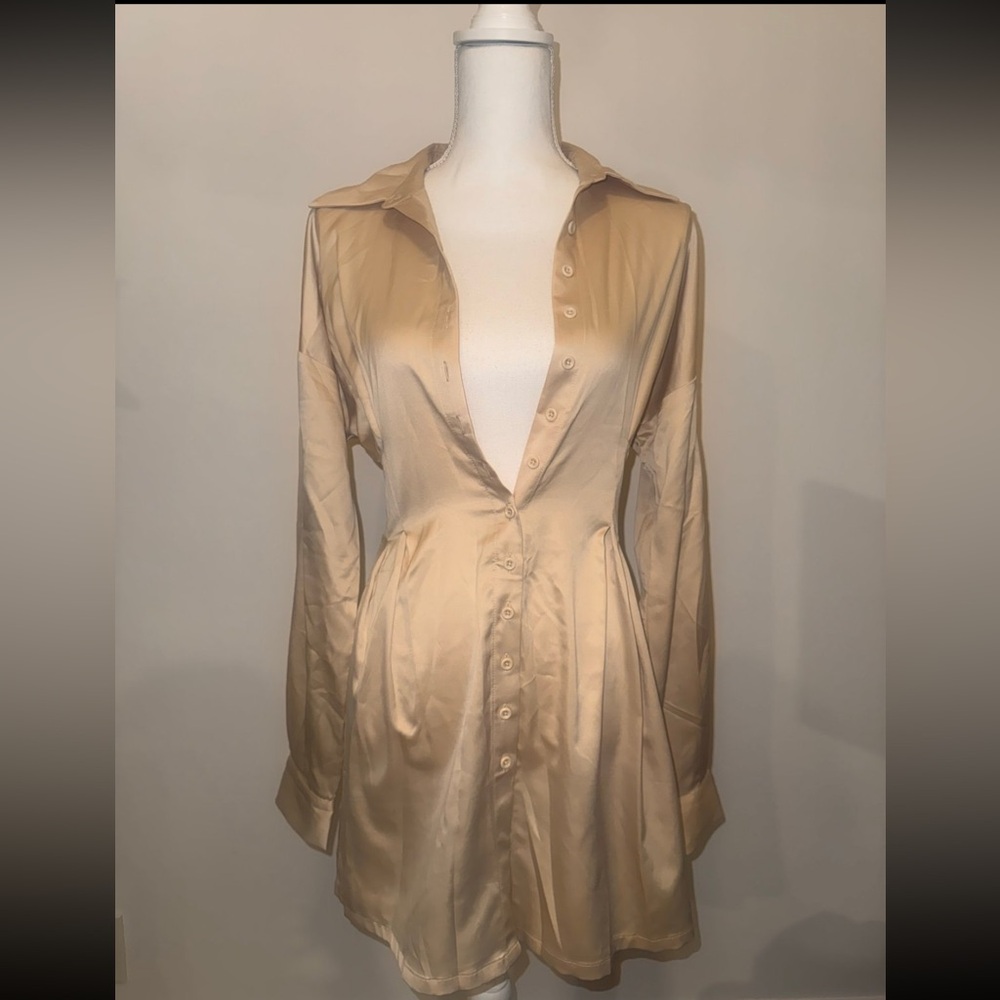 Chic Satin Button-Down Dress